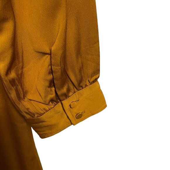 J. Crew Button Front Gold A-Line Long Sleeve Midi Dress with Pockets Size 6T - Picture 6 of 9